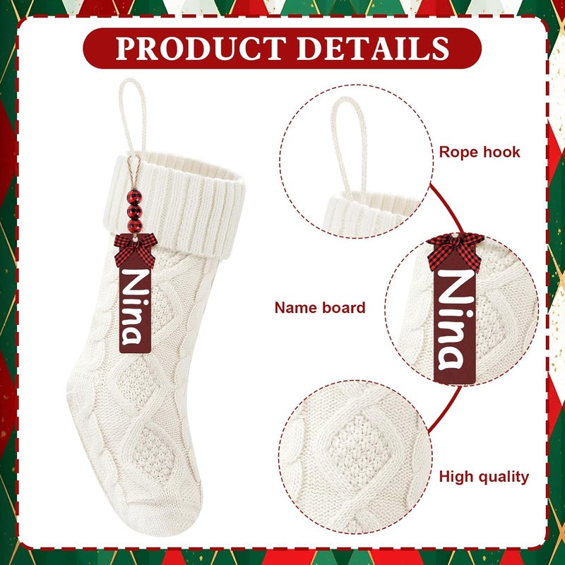 Doitory Store Christmas Stockings 18 Inches,Long Knitted Stocking with Name Tags, Christmas Decoration Hanging Stockings Fireplace Xmas Tree Ornaments for Home Family - Image 3